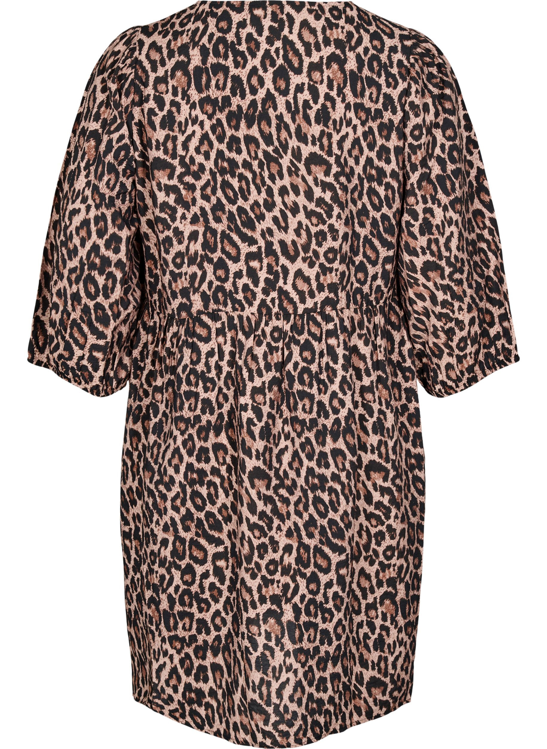 Zizzi Kl&auml;nning med rosetter och 3/4-&auml;rmar, LEO AOP, Packshot image number 1