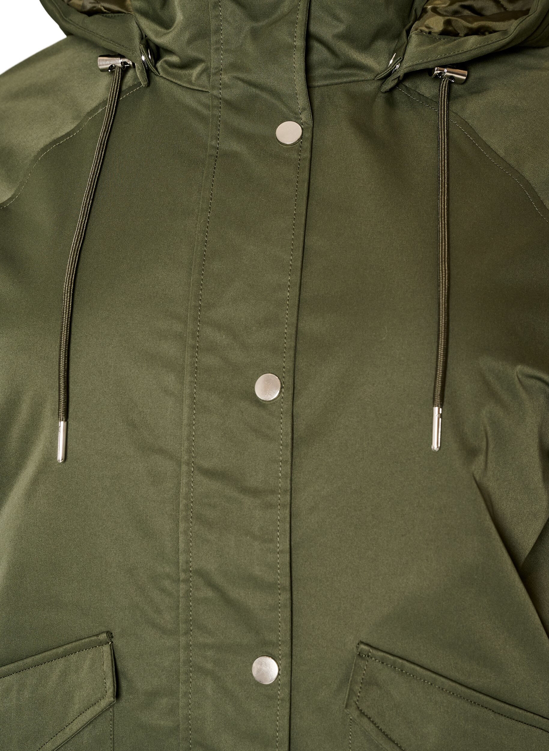 ZizziVadderad parkas med avtagbar huva, Gr&ouml;n, Packshot image number 2