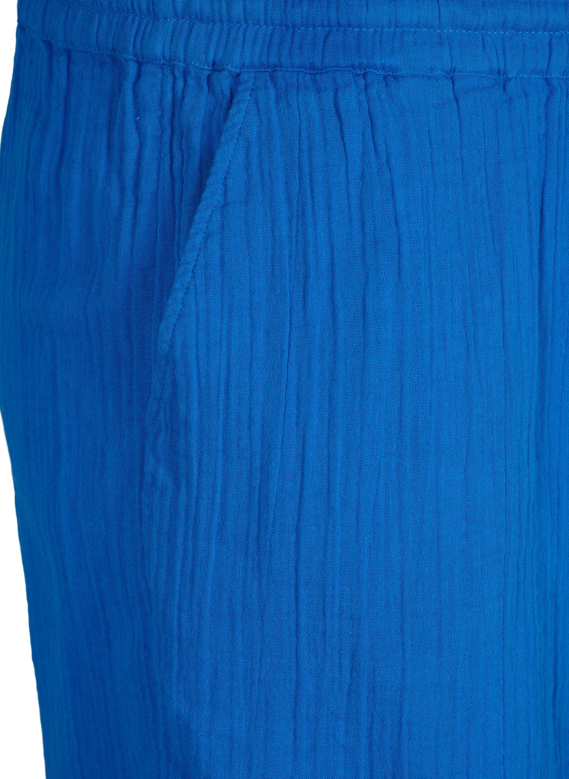 Zizzi Shorts i bomullsmuslin med fickor, Victoria blue, Packshot image number 2