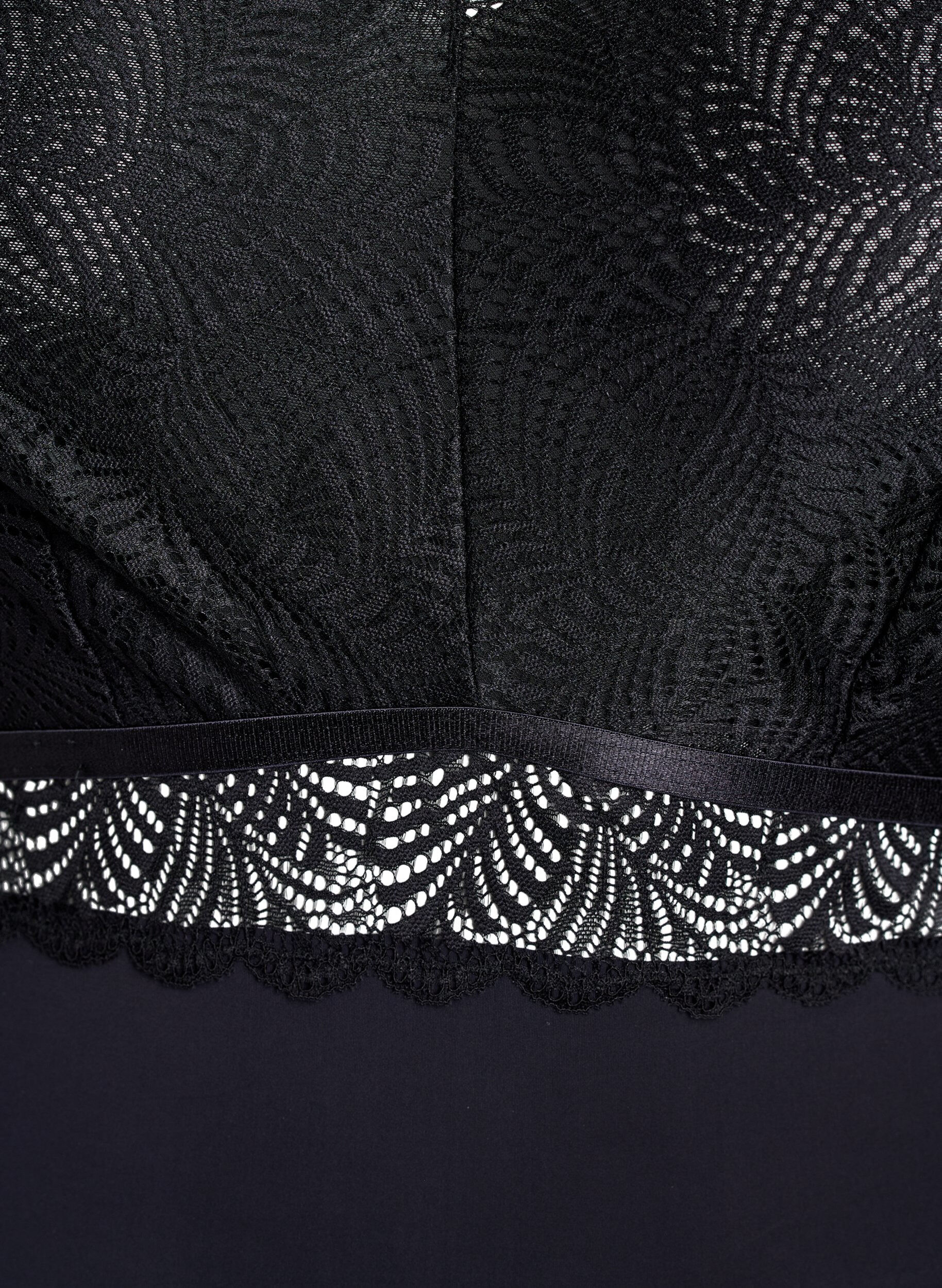 Zizzi Body med spets och korta &auml;rmar, Svart, Packshot image number 2