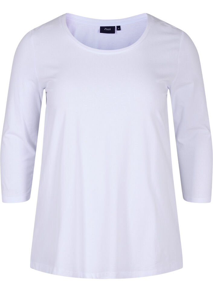 Bas t-shirt med 3/4 ärmar, Bright White, Packshot image number 0