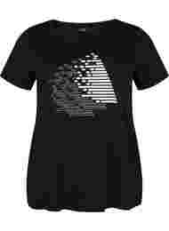  T-shirt till träning med print, Black w. White