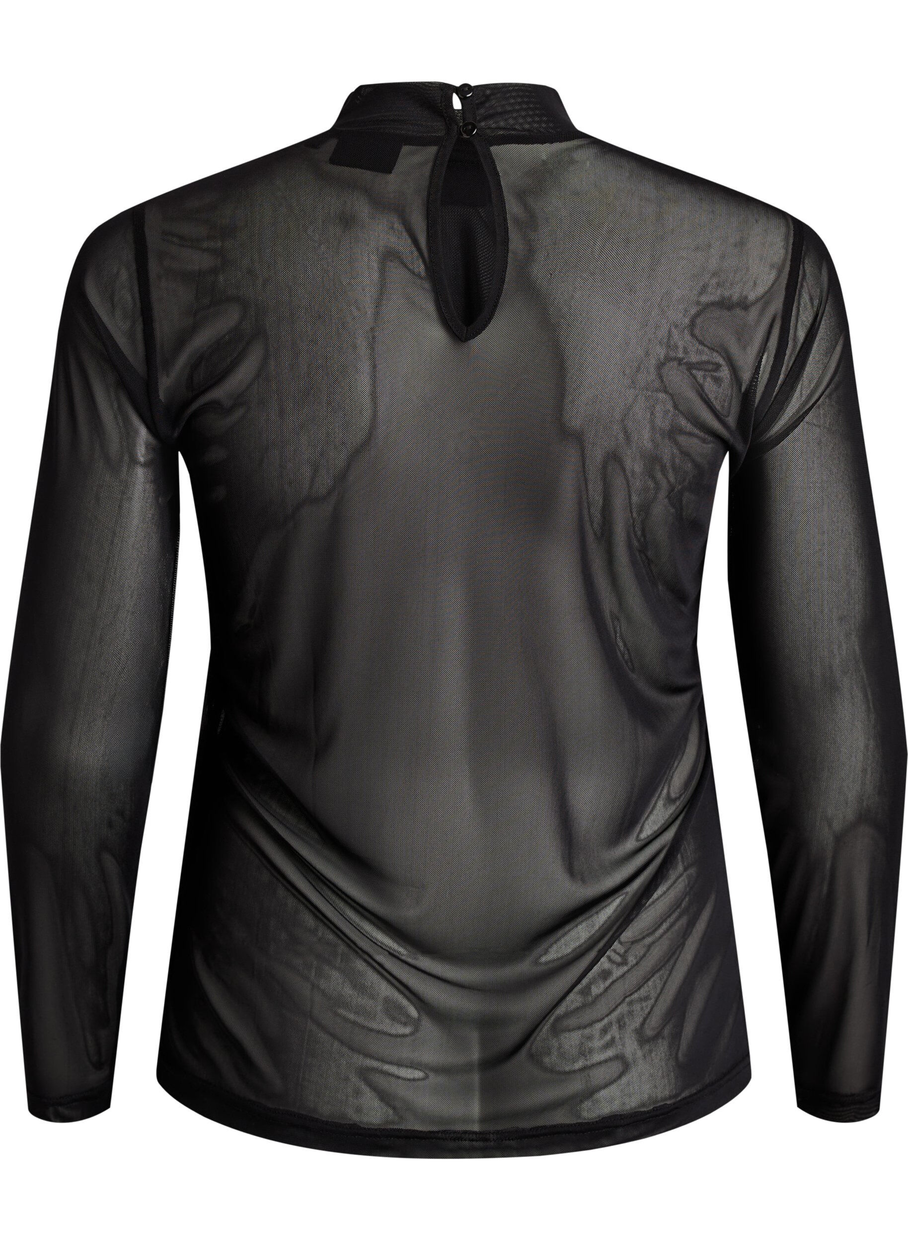 ZizziFigursydd blus i mesh med l&aring;nga &auml;rmar, Svart, Packshot image number 1