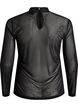 Figursydd blus i mesh med l&aring;nga &auml;rmar, Svart, Packshot image number 1
