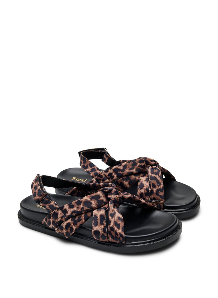 Wide fit - Sandal med knutdetalj, Brun, Packshot image number 1