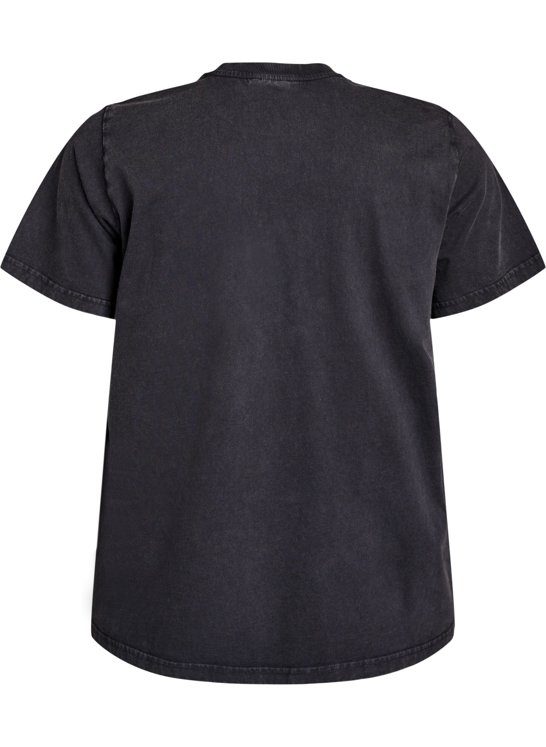 Zizzi T-shirt med nalletryck och tv&auml;ttad look, Gr&aring;, Packshot image number 1