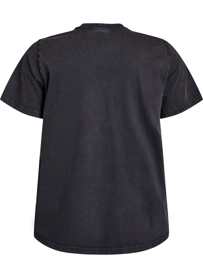 T-shirt med nalletryck och tvättad look, Grå, Packshot image number 1