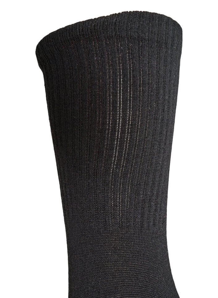 Ribbad strumpa i bomull, Svart, Packshot image number 2