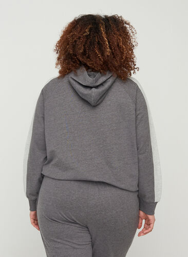 Sweatshirt med huva och ficka, Dark Grey Melange, Model image number 1