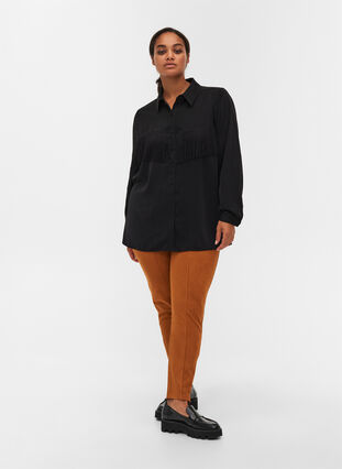 Enfärgad skjorta med fransar, Black, Model image number 3