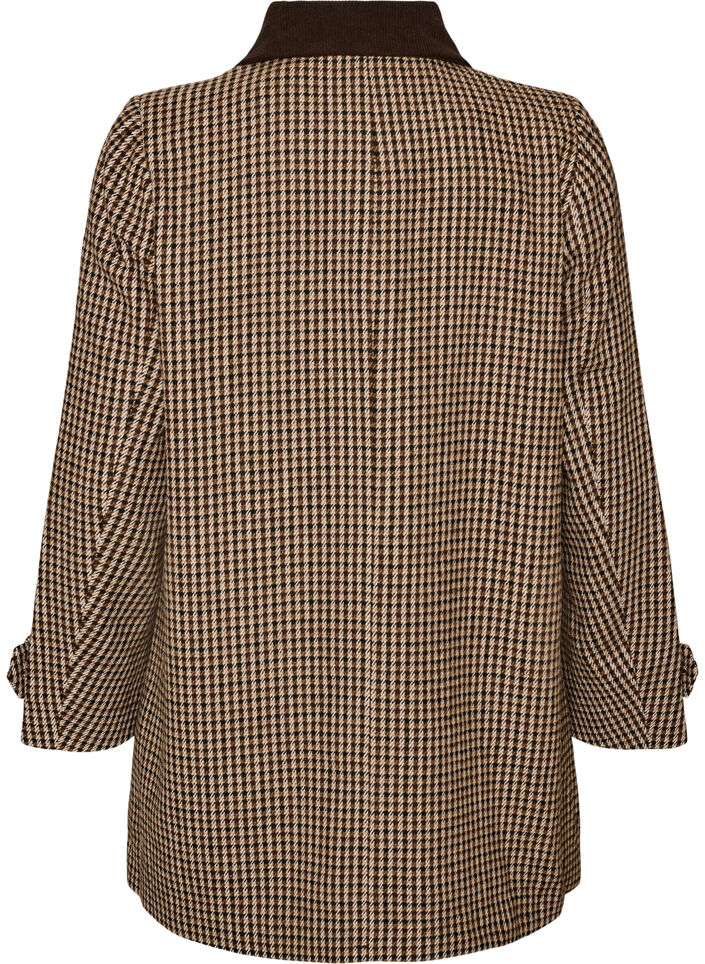 Rutig kappa med manchesterkrage, Brun, Packshot image number 1