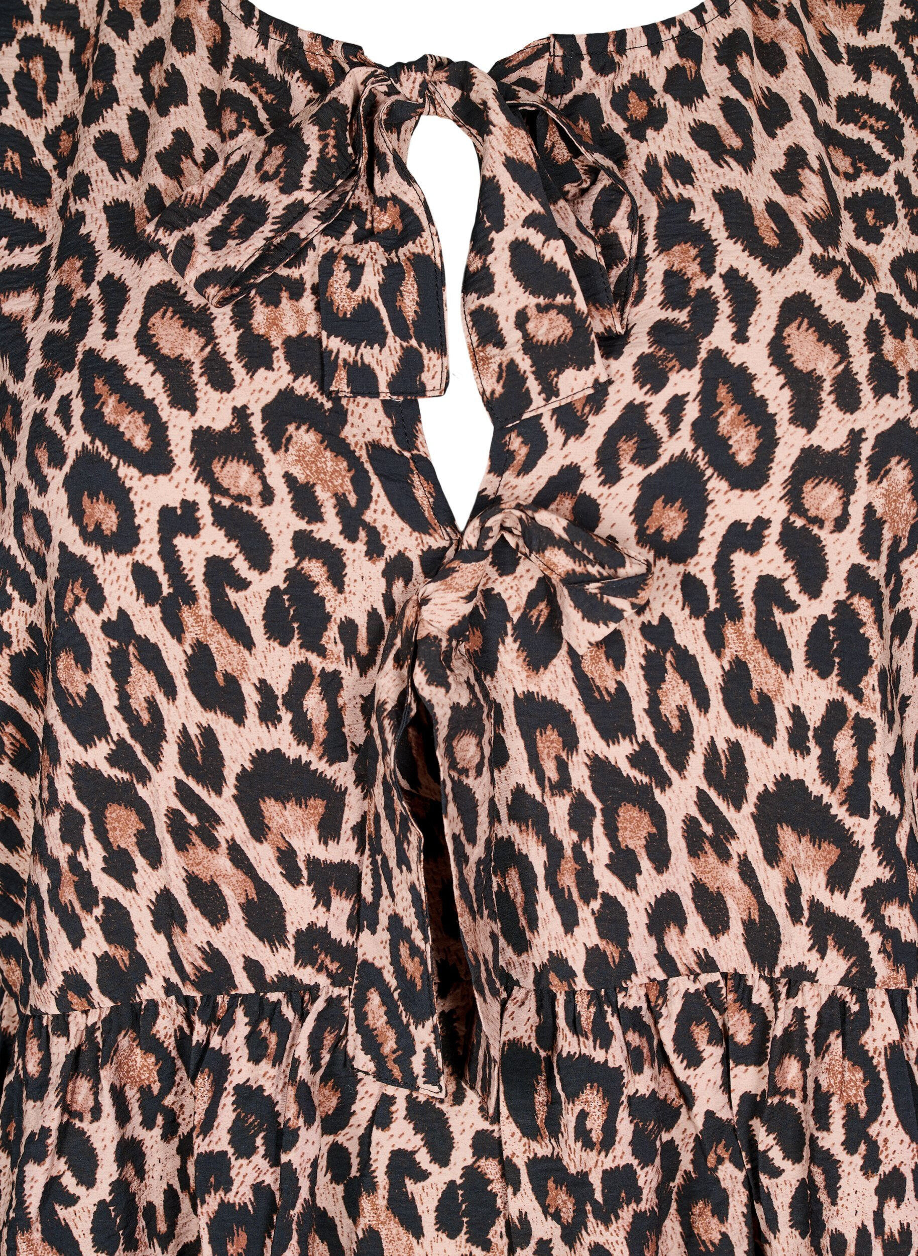 Zizzi Peplum-blus med knyt och leopardm&ouml;nster, Brun, Packshot image number 2