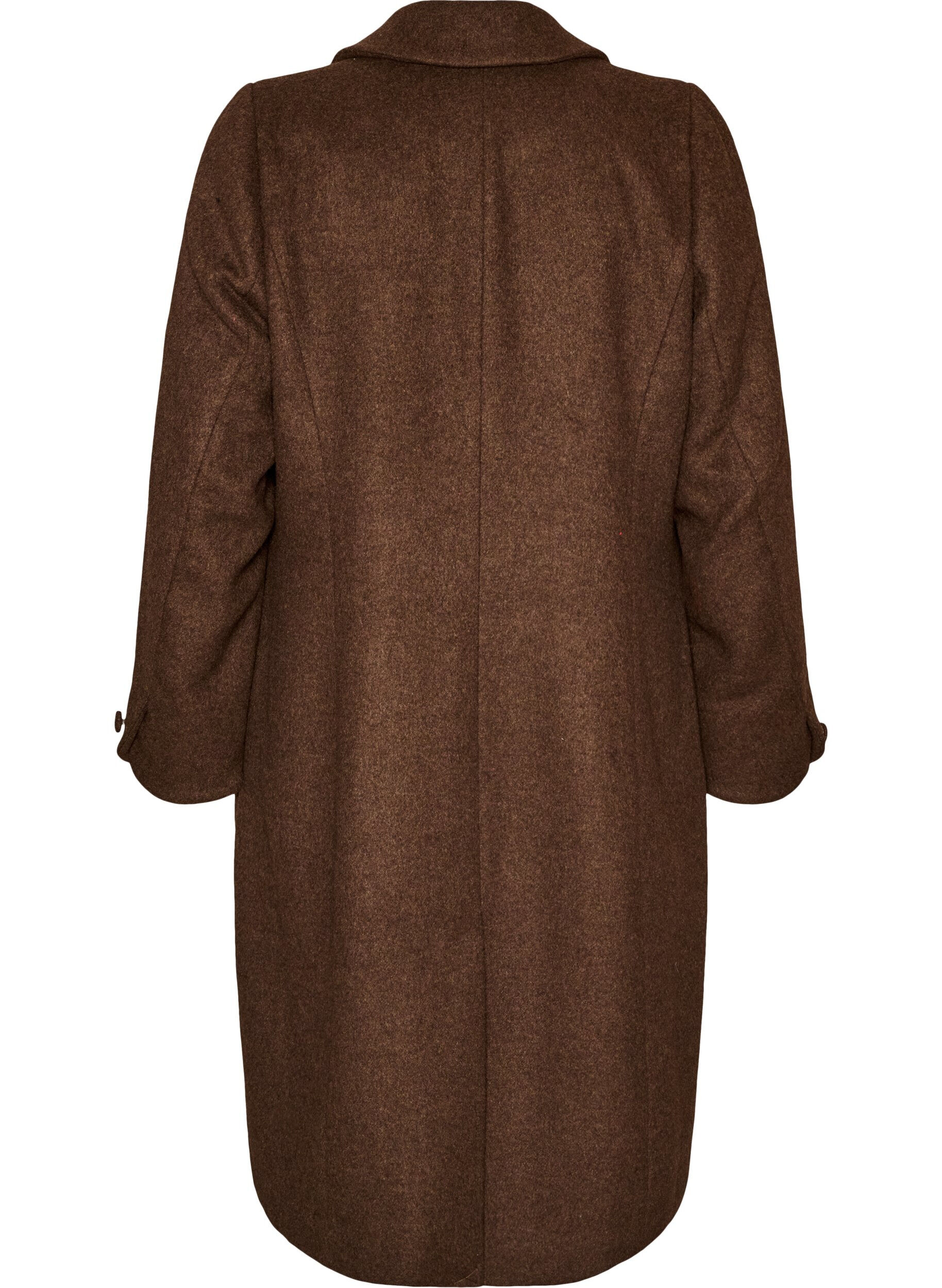 ZizziKappa i ullblandning med slag och knappar, Brun, Packshot image number 1