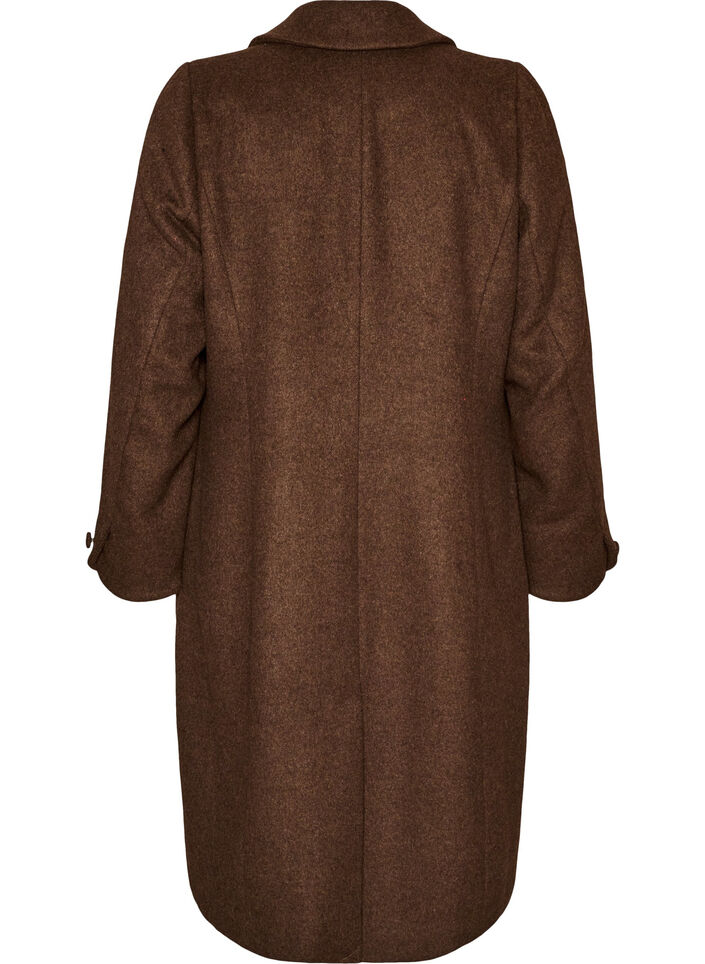 Kappa i ullblandning med slag och knappar, Brun, Packshot image number 1