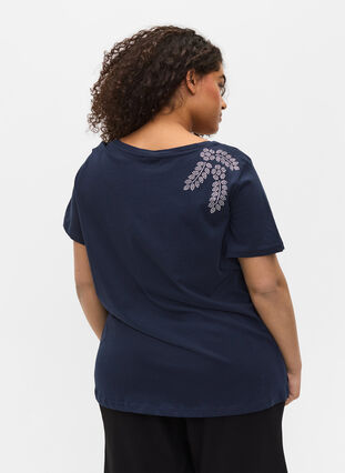 Kortärmad t-shirt med strass, Navy Blazer Stone, Model image number 1
