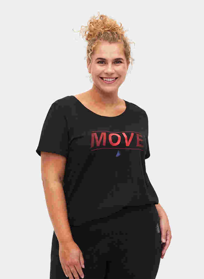  T-shirt till träning med print, Black w. Stripe Move, Model image number 0