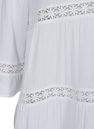 A-linjeformad viskosklänning med spetsband, White, Packshot image number 3