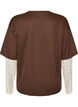 L&ouml;s t-shirt med l&aring;nga &auml;rmar i spets, Brun, Packshot image number 1
