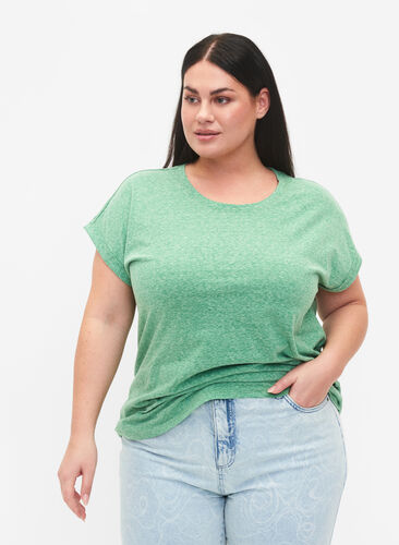 Melerad t-shirt med korta ärmar, Jolly Green Mél, Model image number 0