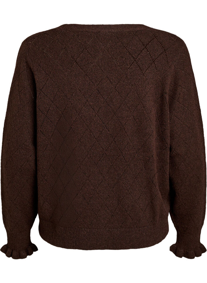 Cardigan med harlekinm&ouml;nster och v-ringning, Brun, Packshot image number 1