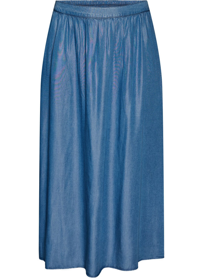 Maxikjol i TENCEL&trade; lyocell med denimlook, Bl&aring;, Packshot image number 0