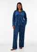 Pyjamasskjorta i velour med helt&auml;ckande m&ouml;nster, Bl&aring;, Model image number 1