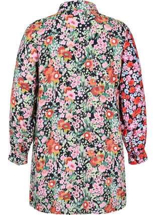 Lång blommig skjorta i viskos, Flower AOP Mix, Packshot image number 1