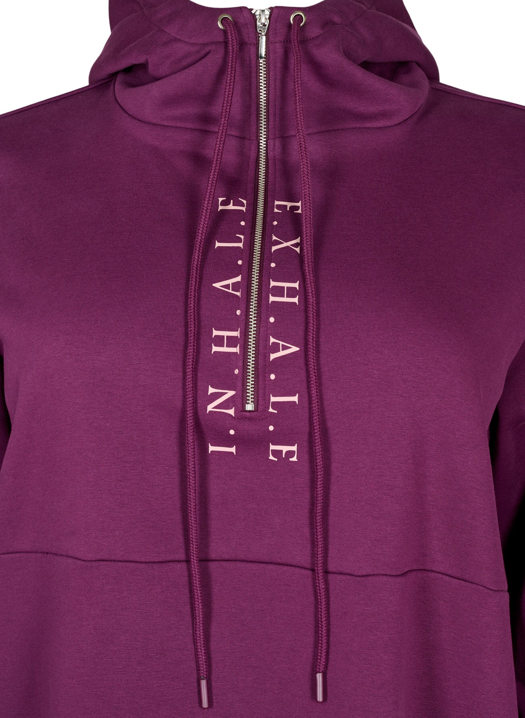 Zizzi Sportig sweatshirtkl&auml;nning med huva, Pickled Beet/SilverP, Packshot image number 2