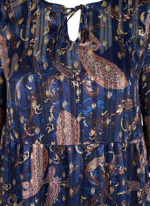 Långärmad klänning med mönster och a-form, Paisley Foil, Packshot image number 2