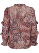 Blus med paisleym&ouml;nster och volangdetaljer, Lila, Packshot image number 1