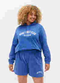 Sweatshirtshorts med fickor, Dazzling Blue, Model