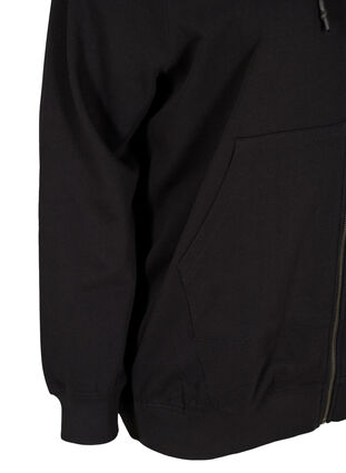 Munkjacka i sweatshirtkvalitet med huva och fickor, Black, Packshot image number 3