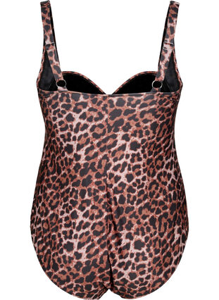Baddräkt med drapering och vadderade kupor, Leopard, Packshot image number 1