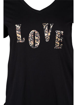 V-ringad t-shirt i bomull, Black Love Leo, Packshot image number 2