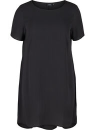Enfärgad klänning med korta ärmar, Black