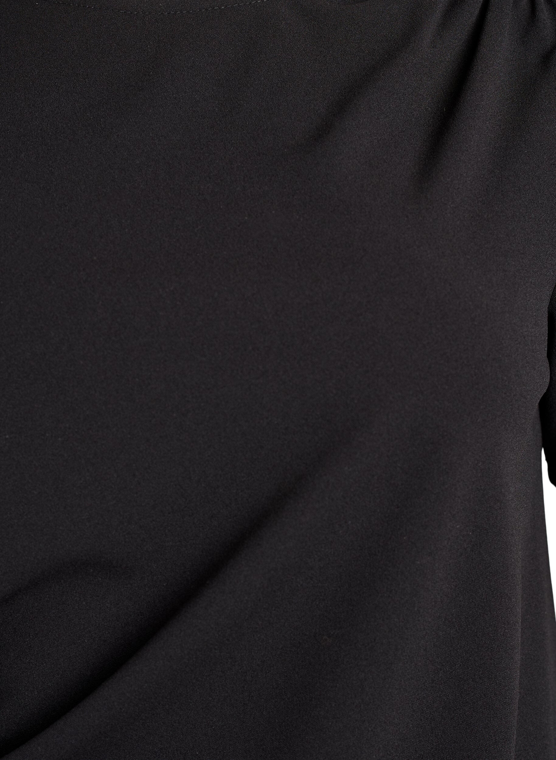 Zizzi Kort&auml;rmad blus med rynkning och asymmetrisk nederkant, Svart, Packshot image number 2