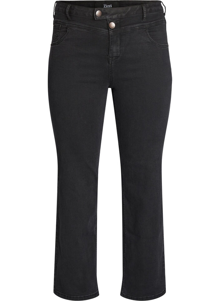 Gemma jeans med normal passform och h&ouml;g midja, Svart, Packshot image number 0
