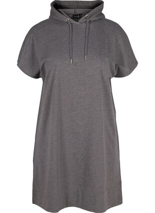 Lång sweatshirt med korta ärmar, Dark Grey Melange, Packshot image number 0