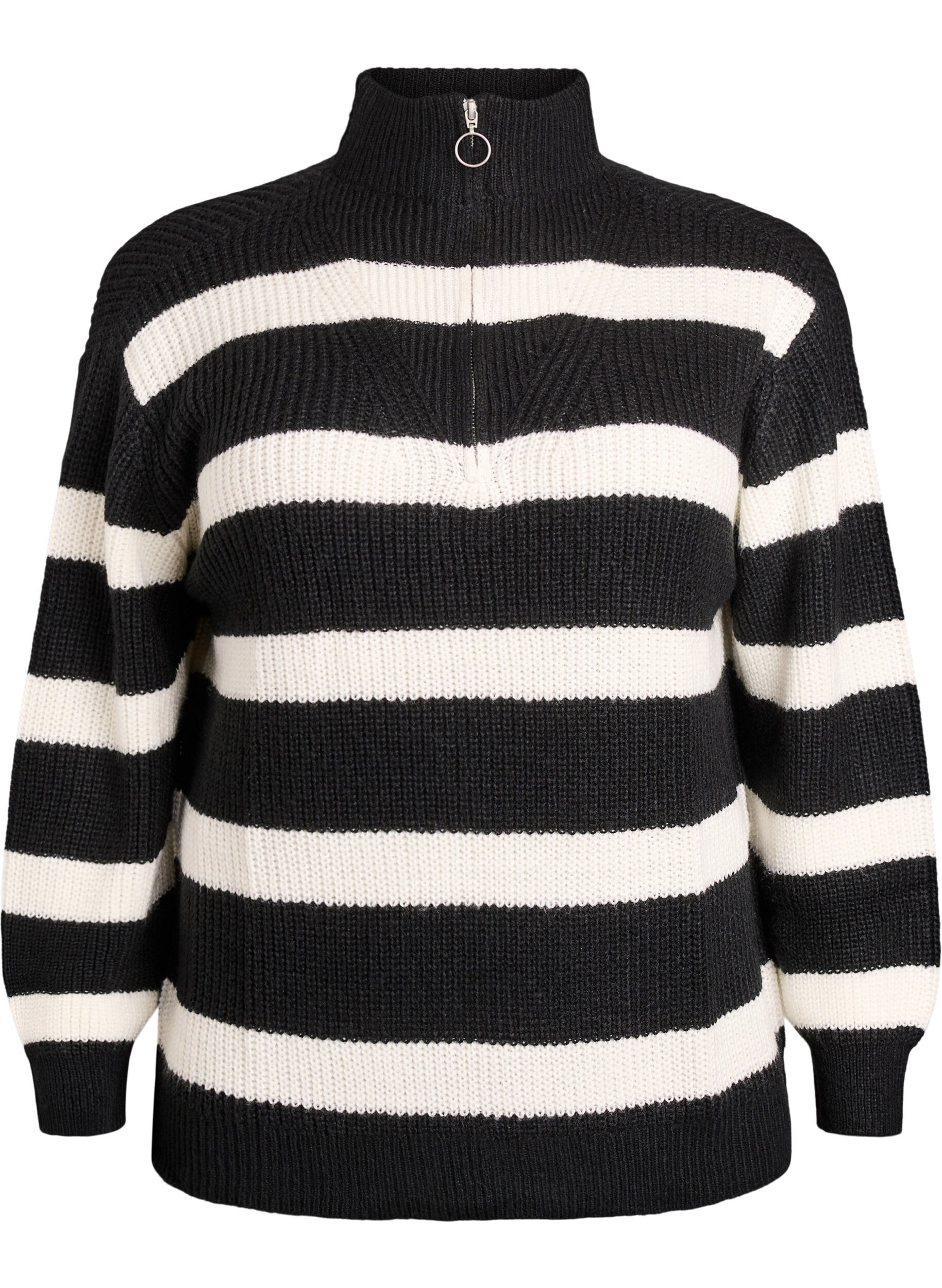 FLASH &ndash; Stickad tr&ouml;ja med h&ouml;g hals och dragkedja