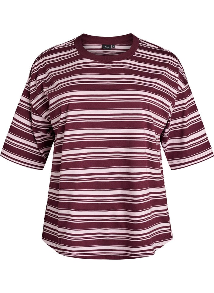 Boxig t-shirt med randigt m&ouml;nster, R&ouml;d, Packshot image number 0