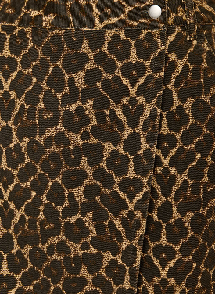 A-linjeformad jeanskjol med leopardm&ouml;nster, Brun, Packshot image number 2