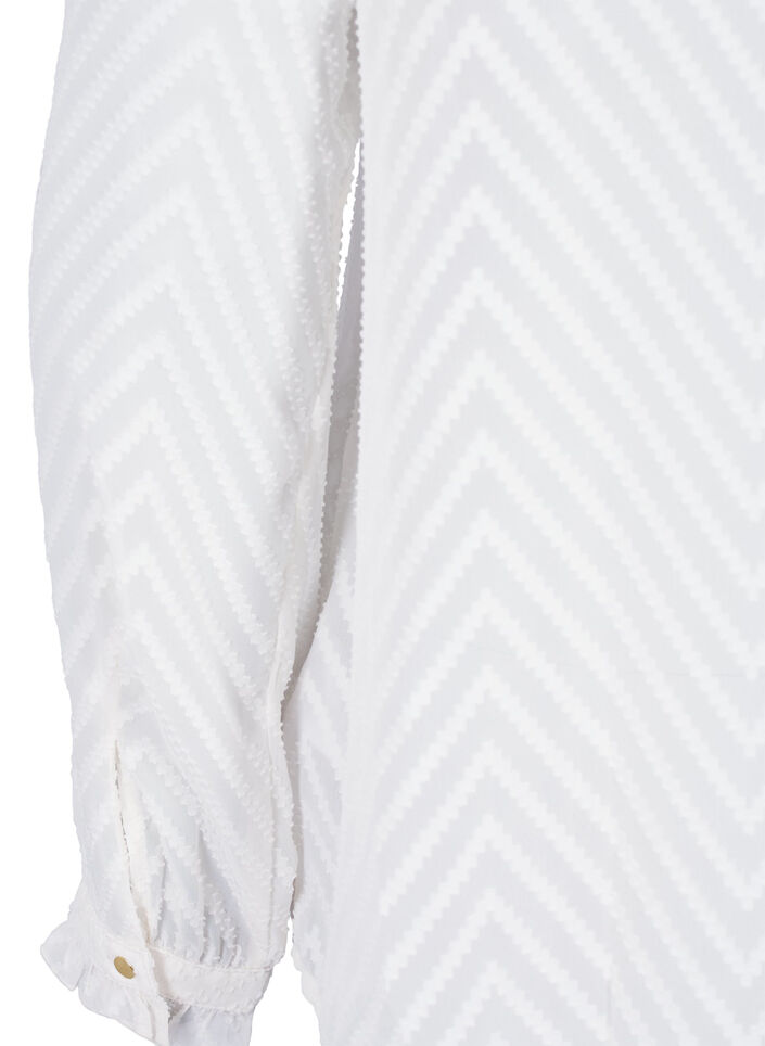 Skjortblus med volanger och mönstrad textur, Snow White, Packshot image number 3