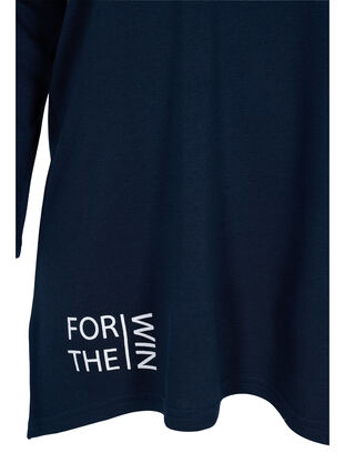 Lång sweatshirt med v-ringning och huva, Dark Sapphire, Packshot image number 2