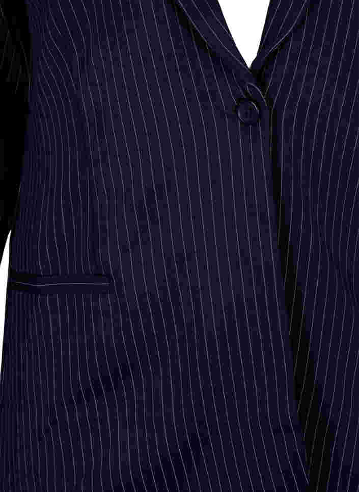 Kritstrecksrandig blazer med knapp, Navy Stripe, Packshot image number 2