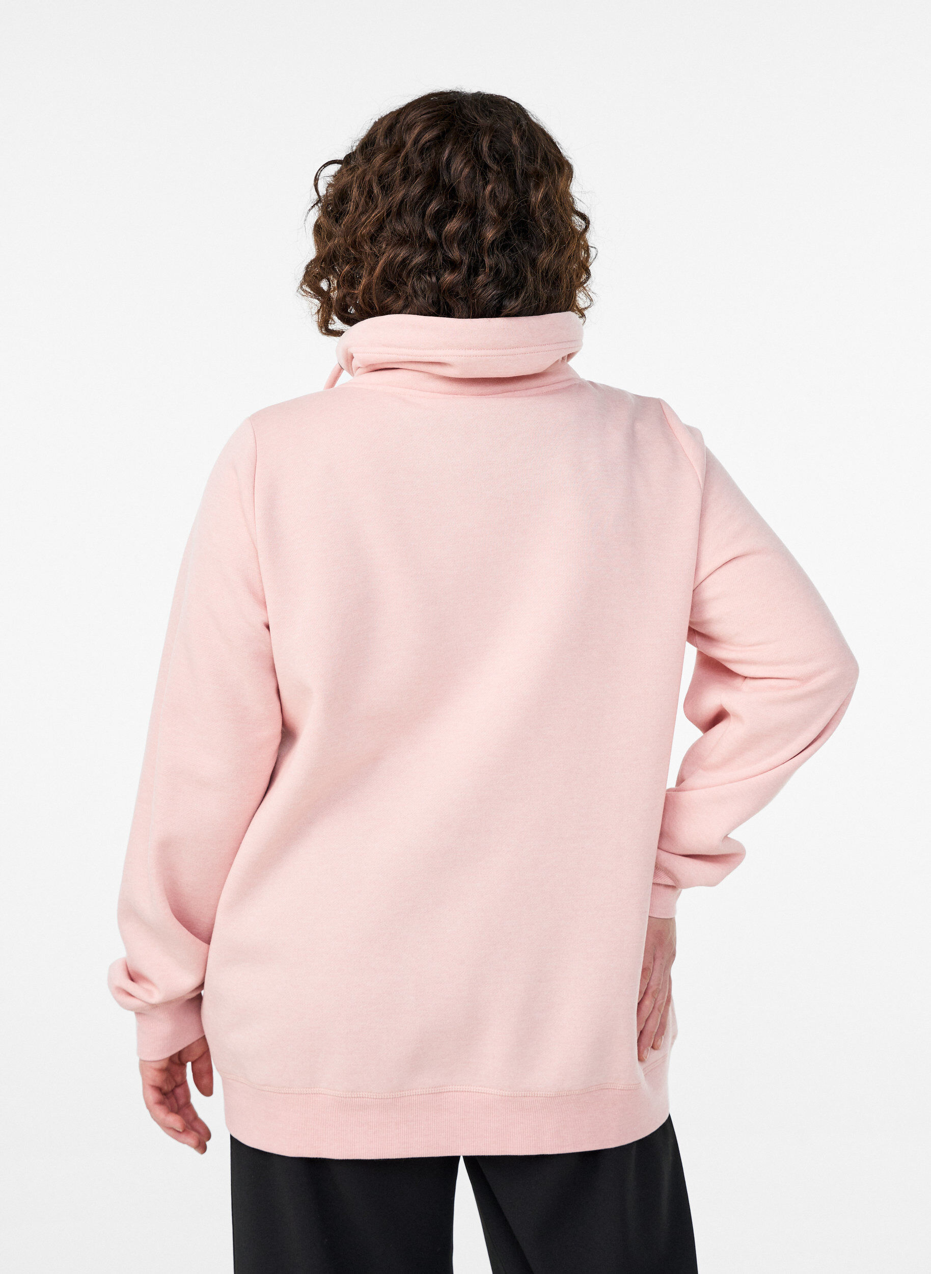 ZizziSweatshirt med h&ouml;g krage och fickor, Rosa, Model image number 2
