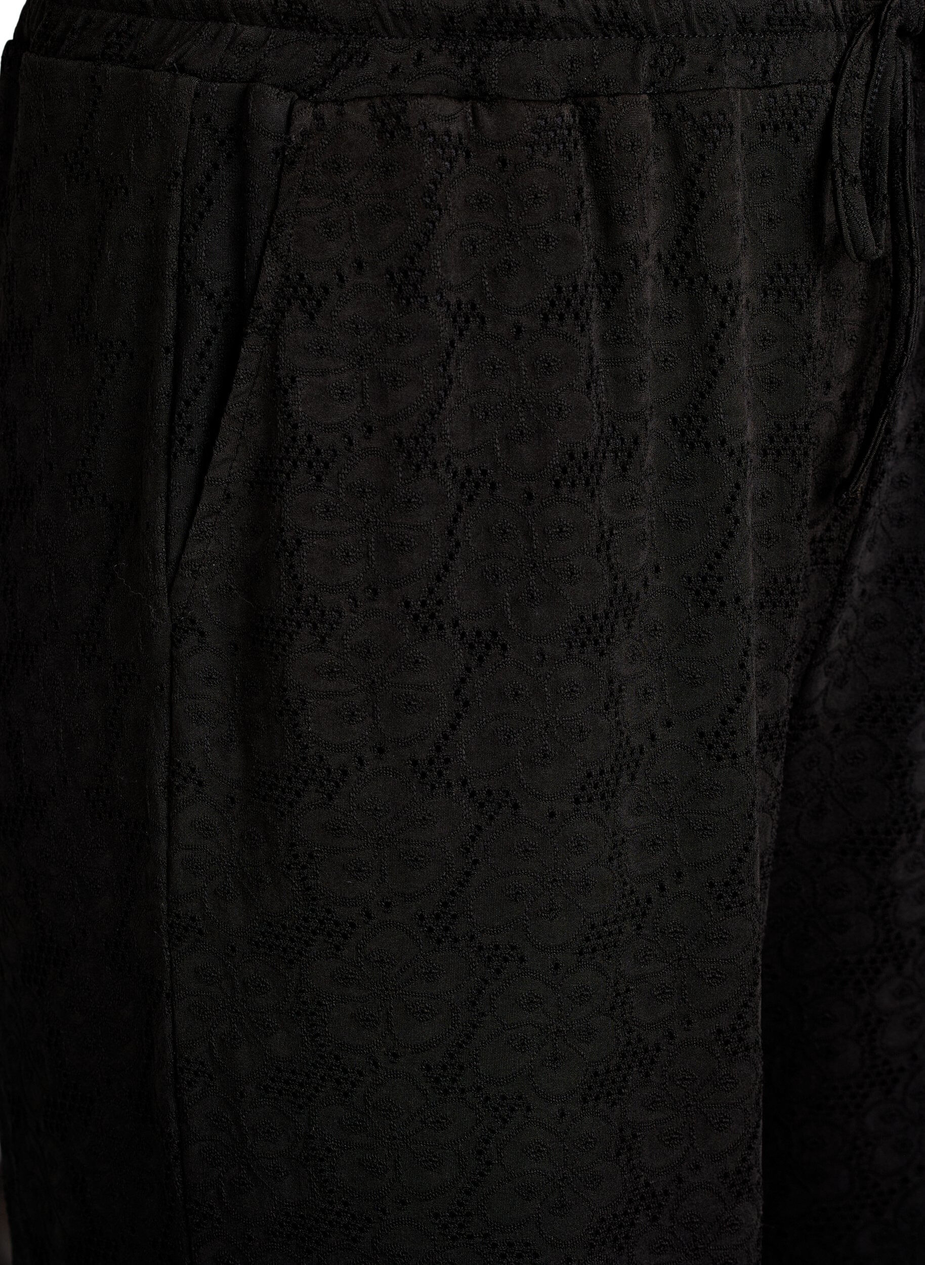 Zizzi FLASH - Byxor med textur och h&ouml;g midja, Svart, Packshot image number 2