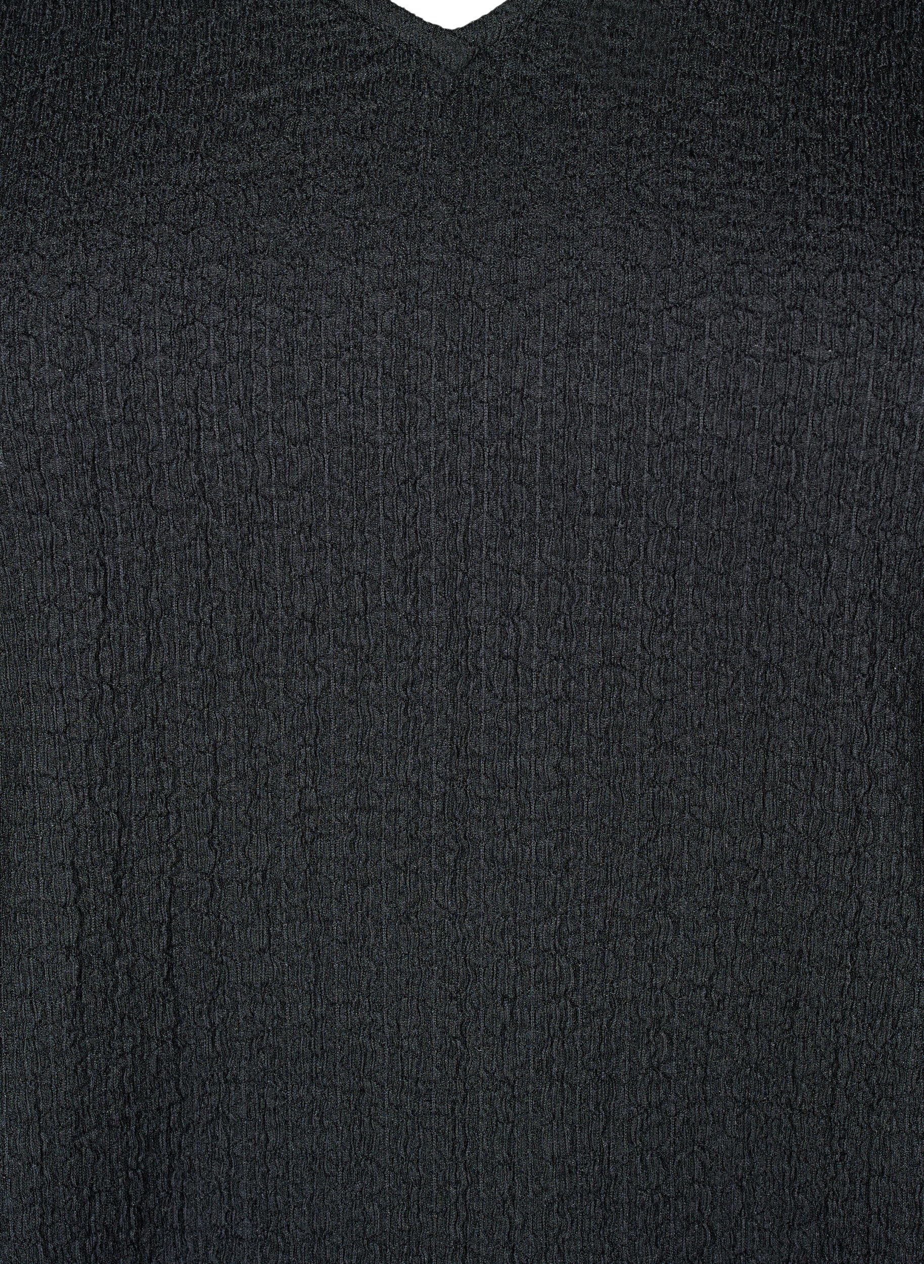 Zizzi FLASH - Blus med textur och l&aring;nga &auml;rmar, Black, Packshot image number 2