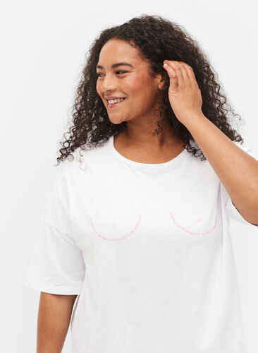 Support the breasts – T-shirt i bomull, White, Model image number 2