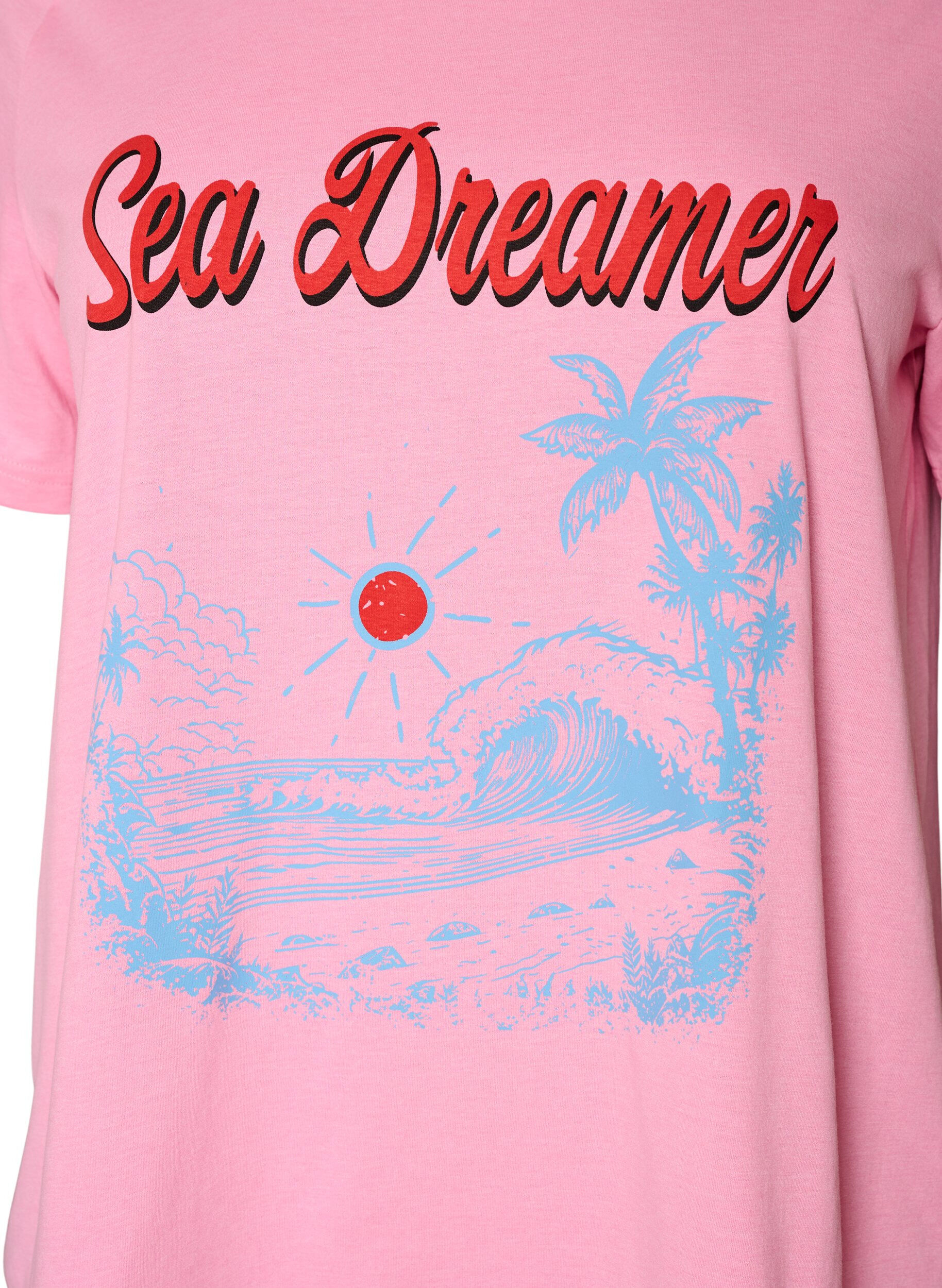 ZizziT-shirt med tryck, Rosa, Packshot image number 2