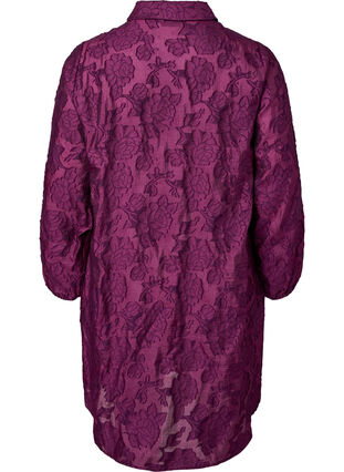 Lång jacquard skjorta, Dark Purple, Packshot image number 1